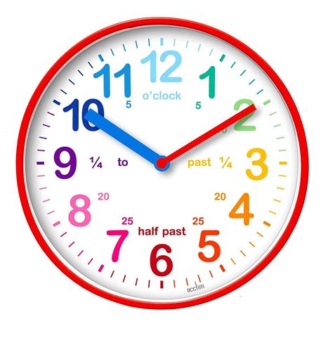 20cm Wickford Red Childrens Time Teaching Wall Clock By Acctim