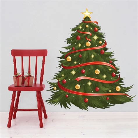 Decorated Christmas Tree Wall Decal Holiday Wall And Windoe Decals