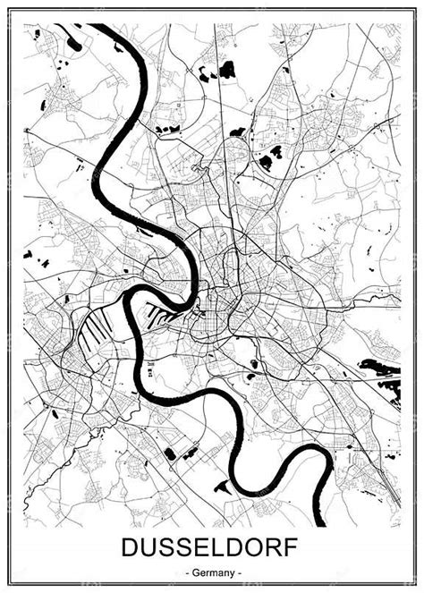 Map Of The City Of Dusseldorf Germany Stock Illustration