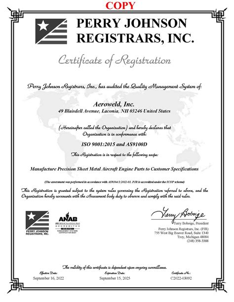 Iso 90012015 And As9100d Certificate