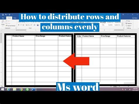 How To Distribute Rows And Columns Evenly In MS Word How To Make All Columns The Same Size In