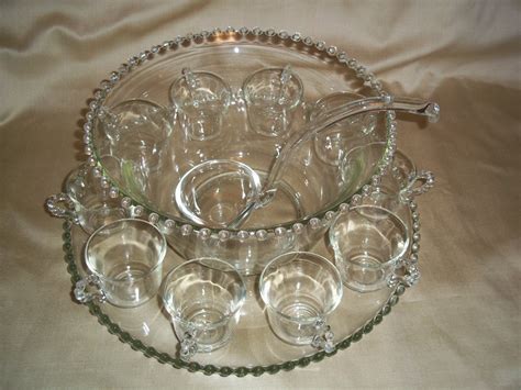 Vintage Imperial Glass Candlewick Punch Bowl Set Etsy