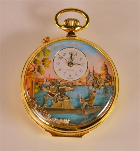 gondolier swiss reuge musical pocket watch music box automaton clock pocket watch antique