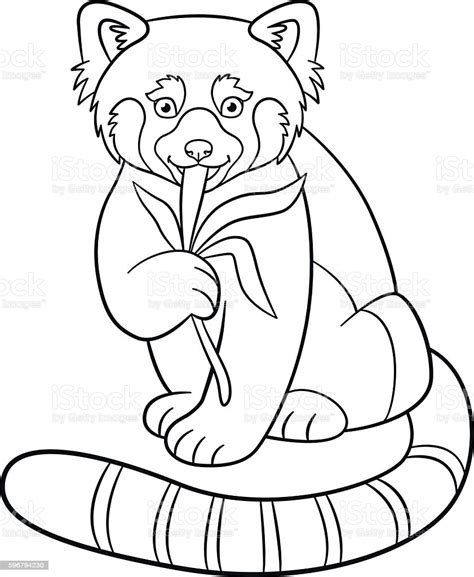Free printable red panda coloring pages for kids and adults. Coloring Pages Little Cute Red Panda Eats Leaves Stock ...