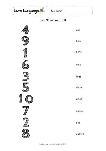 Age In Spanish Numbers 1 10 Worksheets Teaching Resources