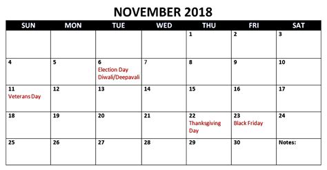 November 2018 Calendar Usa Qualads