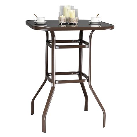 315 Outdoor Bistro Table Square Steel Frame High Top Bar Table All
