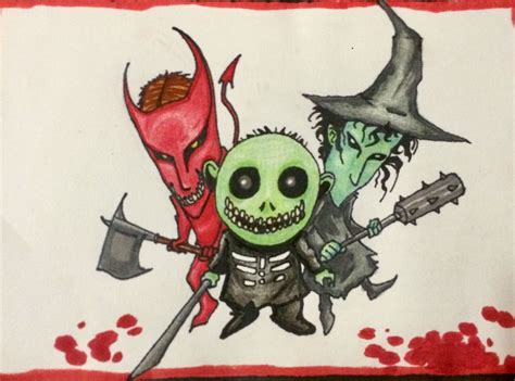 Halloween Nightmare Before Christmas Trick Or Treaters Drawing By