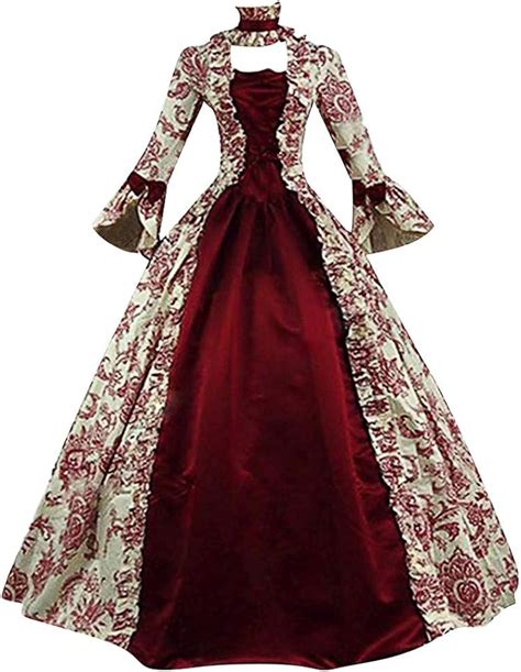 jurtee fashion women vintage medieval renaissance gothic court cosplay princess dress flared