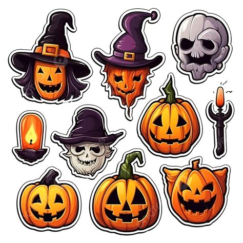 Halloween Sticker Set The Main Symbol Of The Happy Halloween Holiday