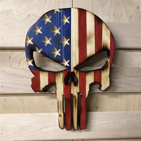 Wooden American Flag Punisher Skull • Cosmic Frogs Vinyl