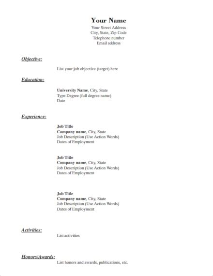 Simple resume layout for conservative industries, which is a minimalistic upgrade from the the process of writing a resume might seem super scary to you. 14+ Simple Resume Examples, Templates in Word, InDesign, Publisher, Pages, Photoshop ...
