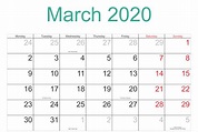 March 2020 Calendar PDF, Word, Excel Template Free
