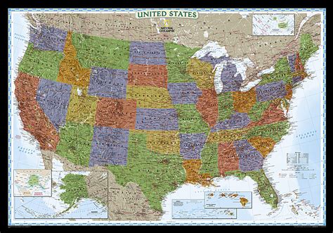 Map Of The United States Of America National Geographic Decorator