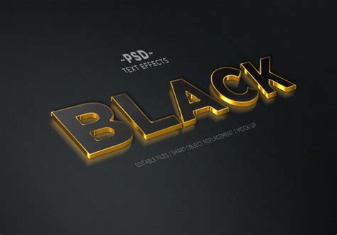 3d Realistic Black Gold 3 Editable Text Effects In 2020 Text Effects