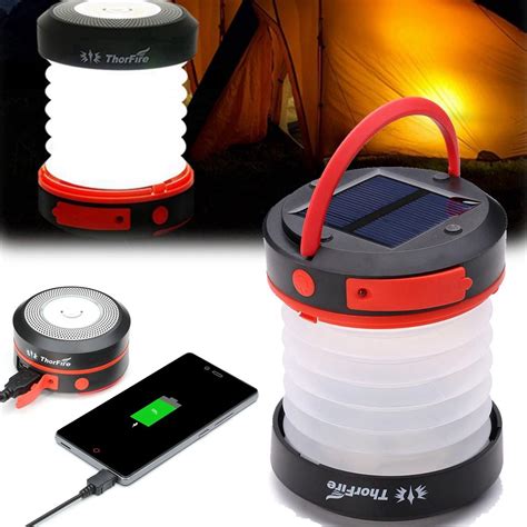 Thorfire Solar Led Camping Lantern Usb Rechargeable Light For Outdoor