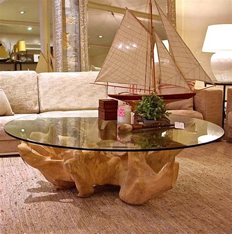 Homary modern round pine tree wooden stump end table, natural edge side table, small coffee table, cottage with tray top in beige. 10 Best Collection of Tree Trunk Coffee Table Glass Top