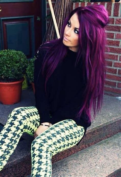 Picture Of Super Bold Purple Balayage Hair With Darker
