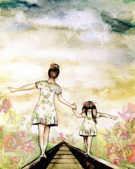 Mother And Daughter Our Path Art Print With Roses Etsy Mothers Day