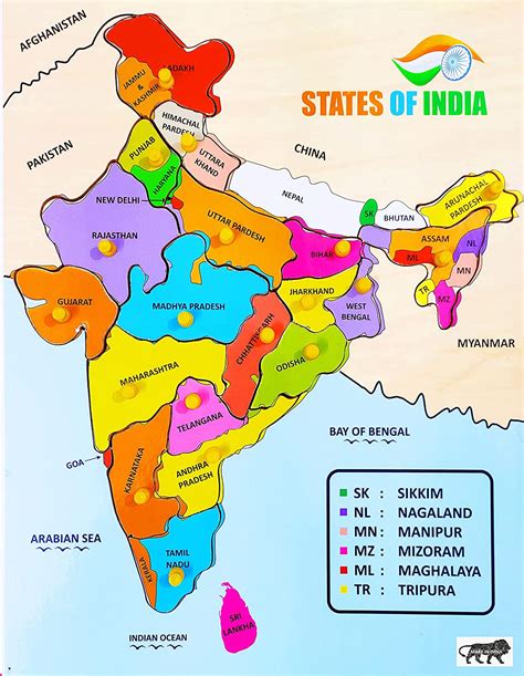 Wooden Puzzles Toddlers India States Of India Map Puzzles With Knobs