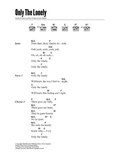 Only The Lonely Know The Way I Feel By Roy Orbison Guitar Chords