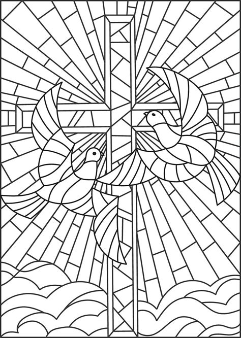 Cross Stained Glass Window Coloring Page Our Wild Animals Coloring