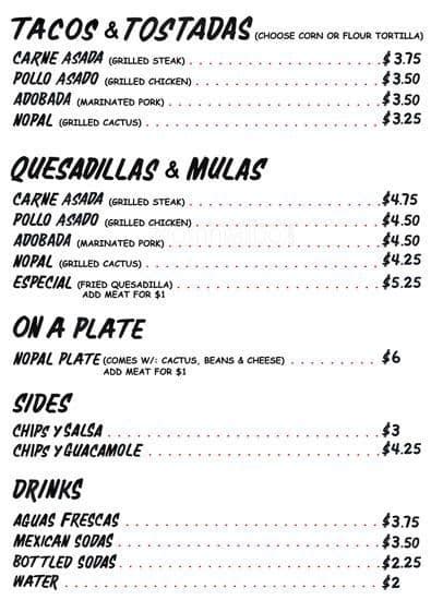 Los Tacos No 1 Menu Menu For Los Tacos No 1 Chelsea New York City