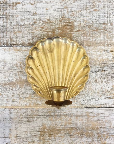 Wall Sconce Brass Seashell Wall Candle Sconce Hollywood Regency Candle