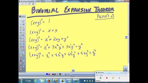 Binomial Expansion Thm Part 1 Youtube