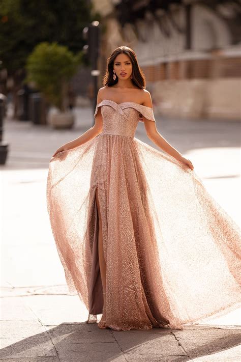 candela glitter gown rose gold dresses prom dresses gowns