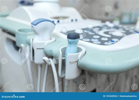 Professional Medical White Ultrasound Device In Clinic Stock Photo