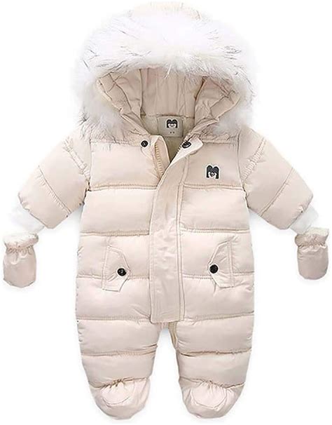 Briskym Newborn Babys Winter Snowsuit Warm Cloth Set Long Sleeve Zipper