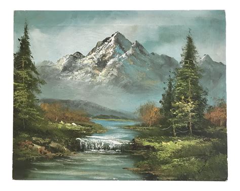Oil Painting Of Mountain And Stream On Mountain Paintings