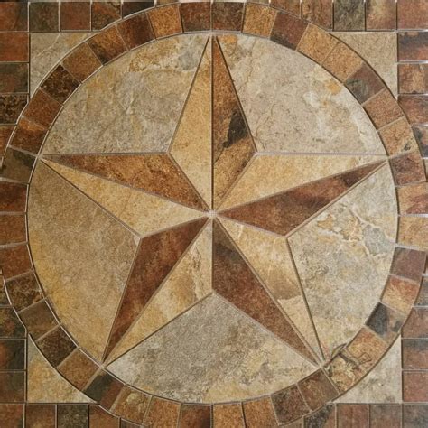Porcelain Tile Texas Star Floor Medallion   Artisan  