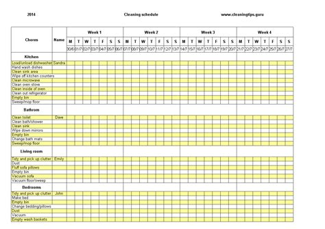 Free Printable Cleaning Schedule Template Excel Printable Templates