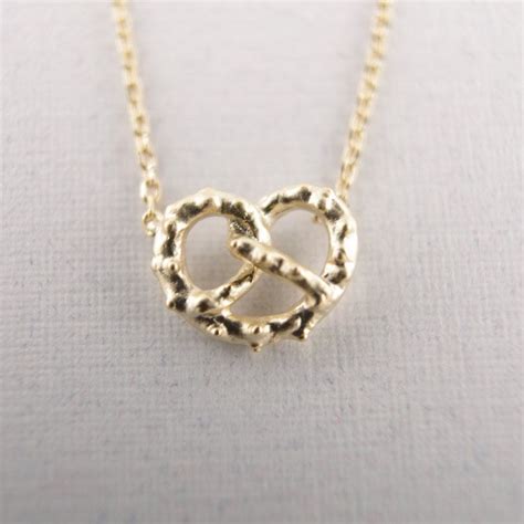 Tiny Pretzel Necklace In Gold 1400 Via Etsy Pretzel Necklace