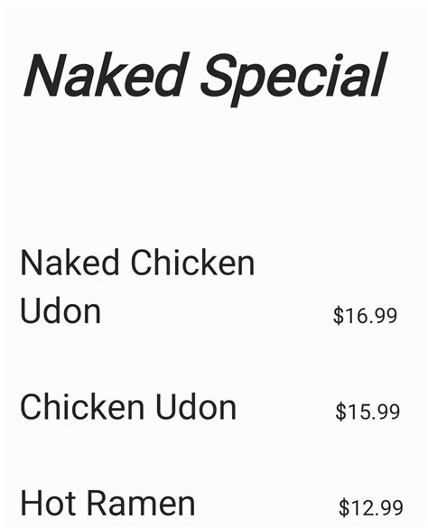 Menu At Naked Chicken Restaurant Harrison Hot Springs
