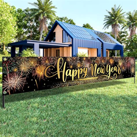 Katchon Xtralarge Happy New Year Yard Sign 120x20 Inch