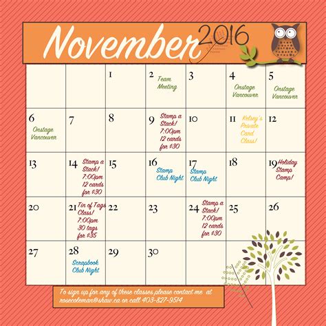 Check Out My November Events Rose Coleman