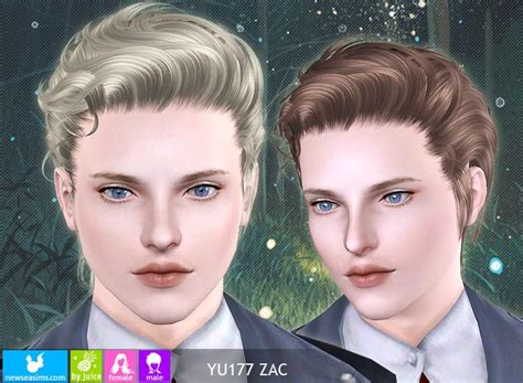 Combed Back Hairstyle Yu177 By Newsea Sims 3 Hairs Sims 4 Hair Male Sims Hair Sims 3 Male Hair