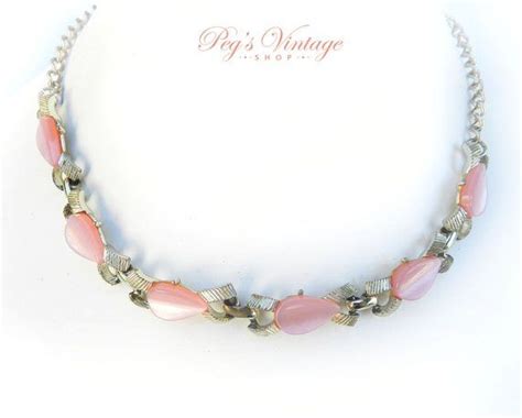 50s Pink Lucite Thermoset Necklace Vintage Necklace Choker Vintage