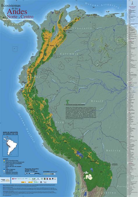 Mapa De Vegetación Natural Remanente De Los Andes Del Norte Y Centro