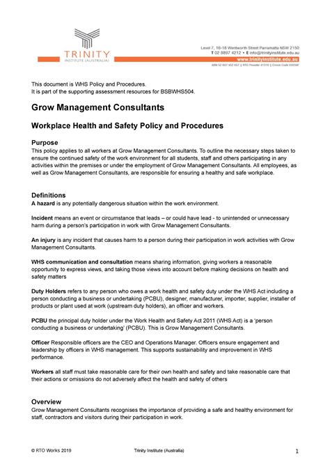 Whs Policy And Procedures It Is Part Of The Supporting Assessment