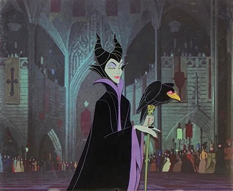 original production animation cels of maleficent and diablo from sleeping beauty 1959