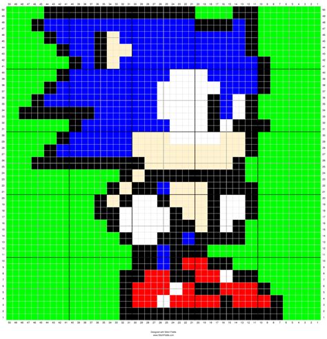 Sonic The Hedgehog Pixel Art 50x50 Crochet Chart Graph Graphgan Pixel