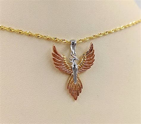 Tri Tone Phoenix Rising Necklace 925 Gold And Rose Gold Etsy