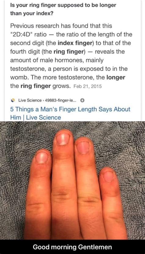 Is Your Ring Finger Supposed To Be Longer Than Your Index Previous