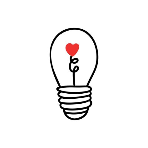 Glowing Light Bulb With Heart Doodle Style 5146123 Vector Art At Vecteezy