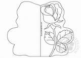 Card Rose Coloring Single Pages Template Flowers Templates sketch template
