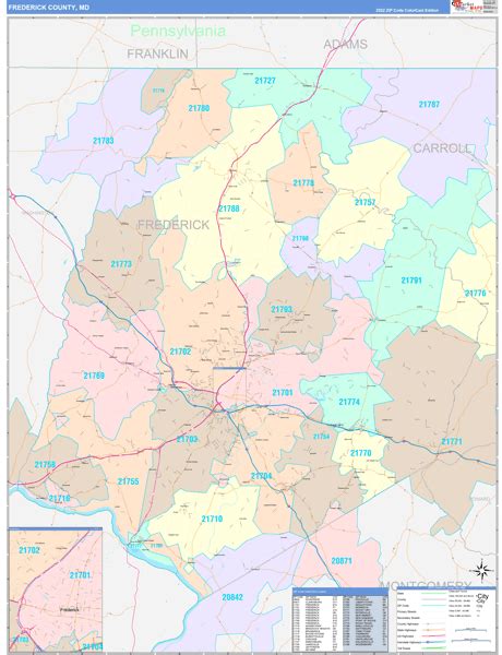 Frederick County Md Zip Code Maps Color Cast